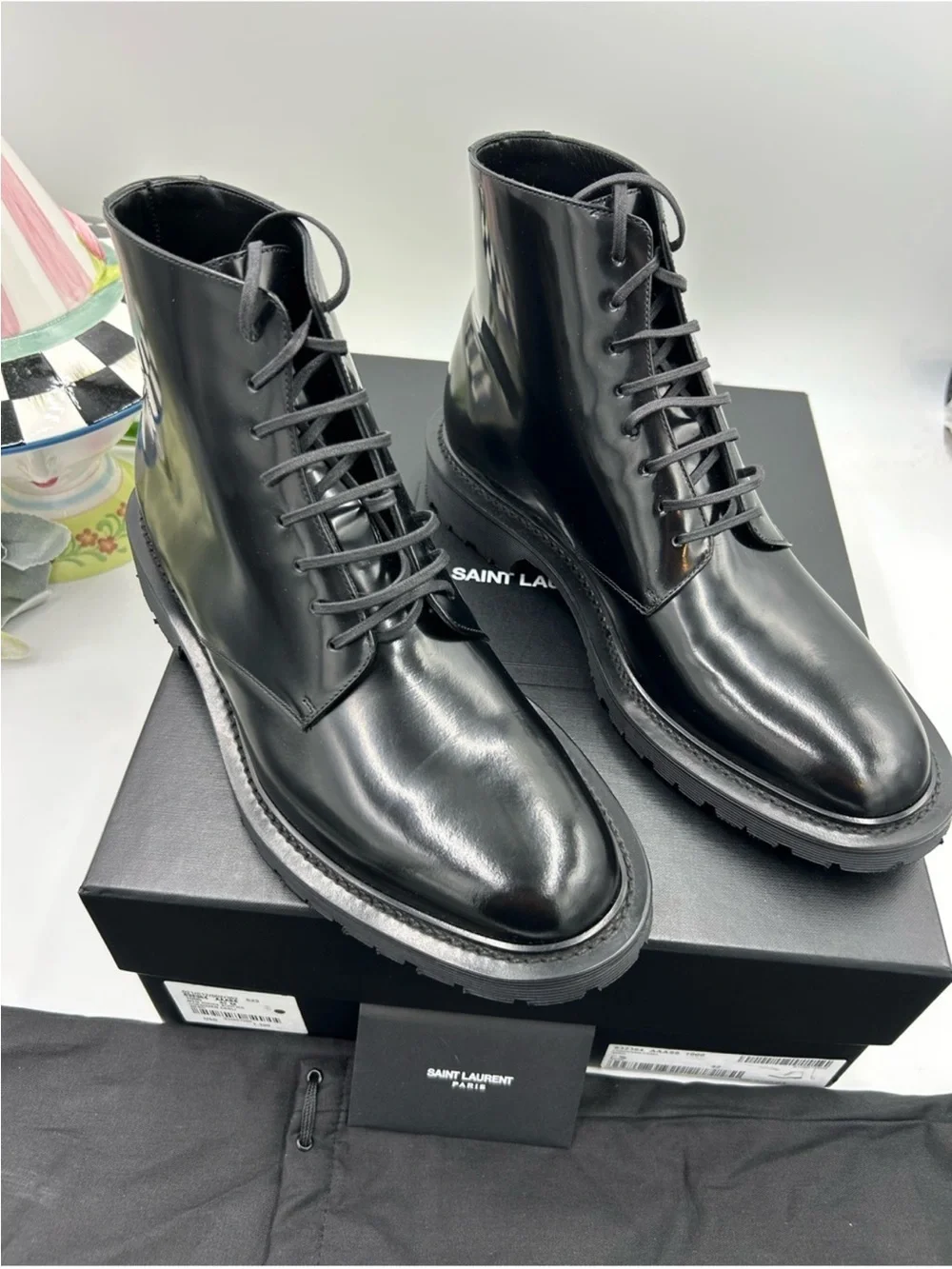 Men’s St. Laurent combat boots size 42 made in Italy NWT